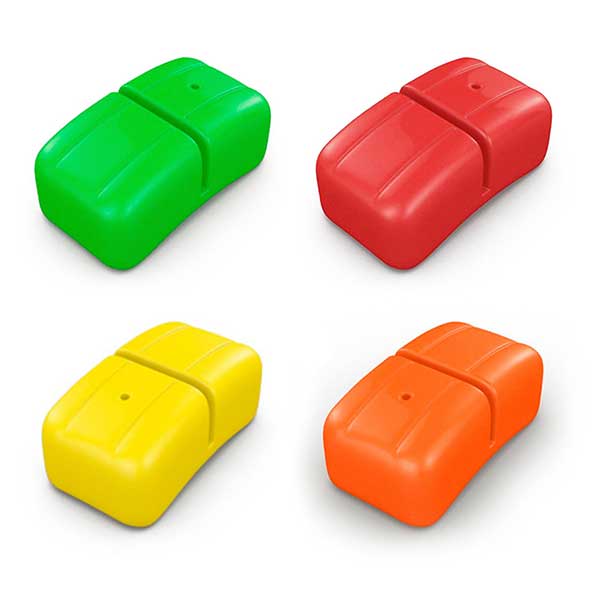 Den klassiska Pucken finns som grön, röd, gul och orange.