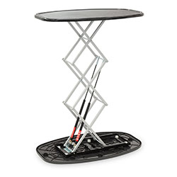 Det pneumatiskt dämpade saxsystemet gör disken självuppresande med ett enkelt tryck.