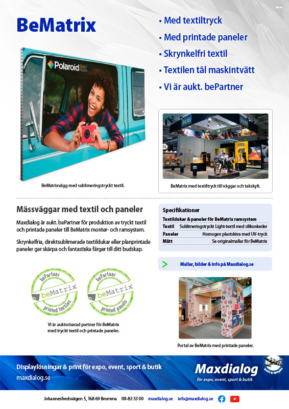 MaxWall produktblad.